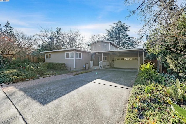 view of front of home with a carport