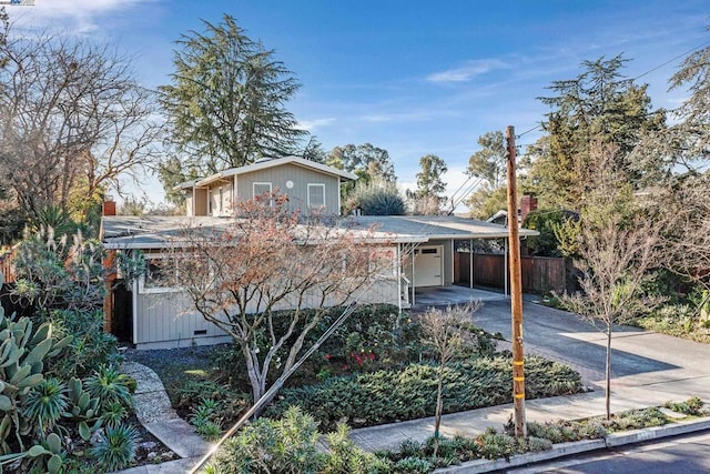 view of front of property with a garage