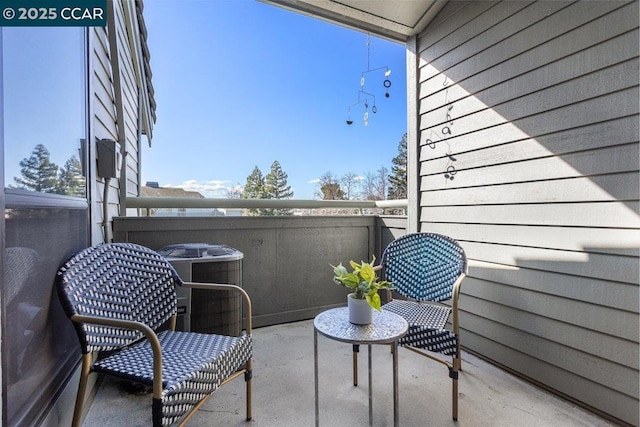 balcony featuring central air condition unit