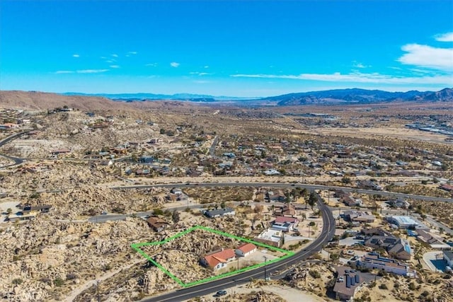 aerial view with a mountain view