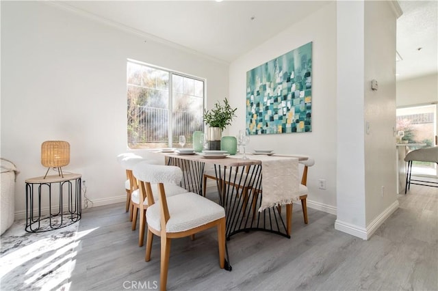 dining room with light hardwood / wood-style flooring