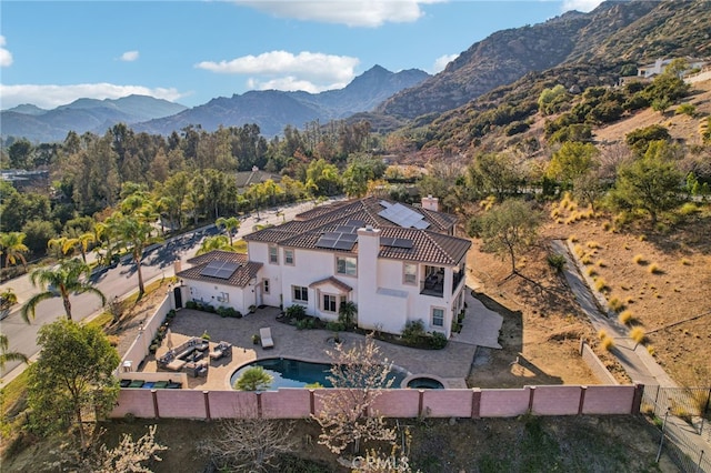 drone / aerial view with a mountain view