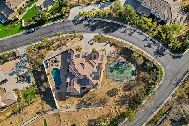 aerial view with a residential view