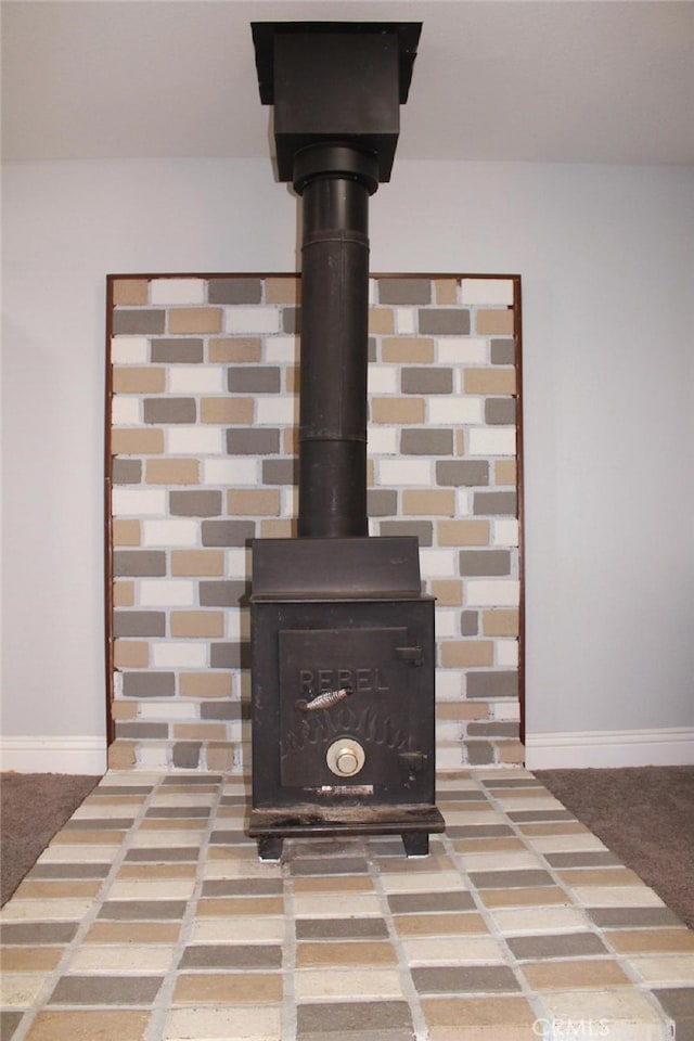 details featuring a wood stove