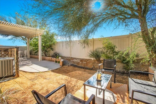 view of patio featuring a pergola and cooling unit