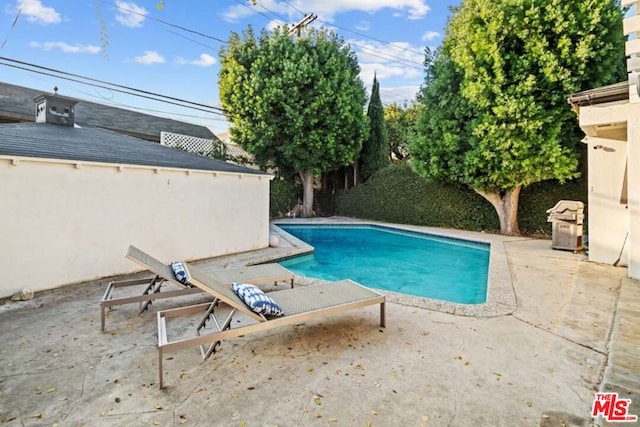 view of swimming pool featuring a patio