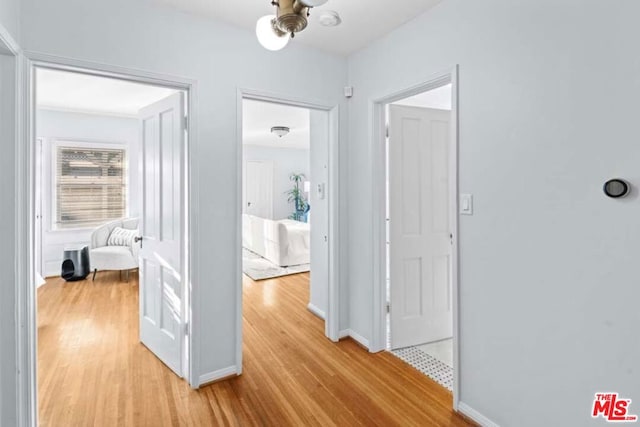 hallway featuring light wood-type flooring