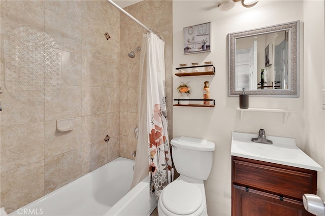 full bathroom featuring toilet, vanity, and shower / bath combo