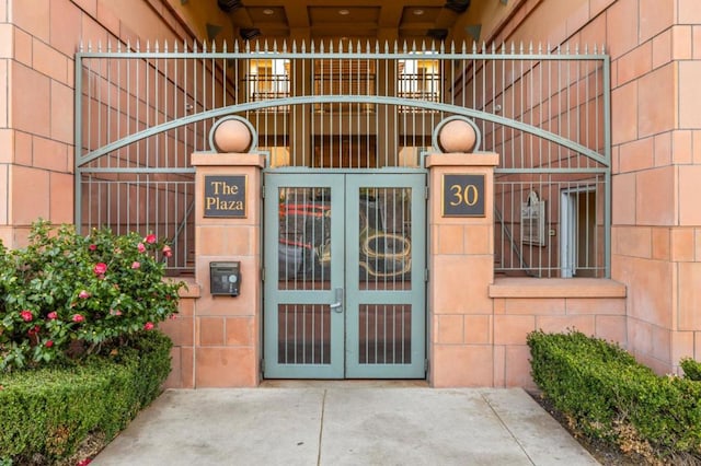 doorway to property featuring french doors