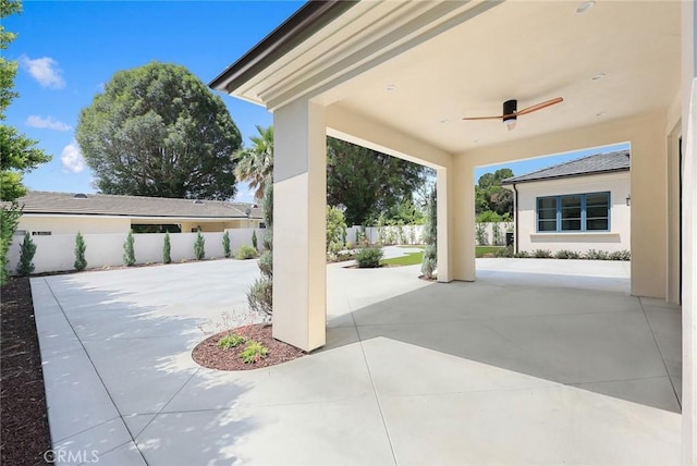 view of patio with ceiling fan