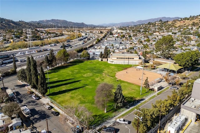 bird's eye view with a mountain view