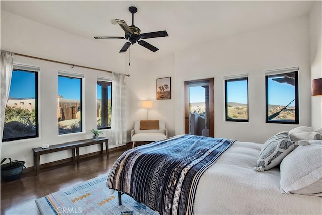 bedroom featuring ceiling fan