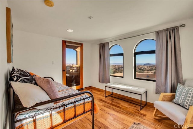 bedroom featuring light hardwood / wood-style floors