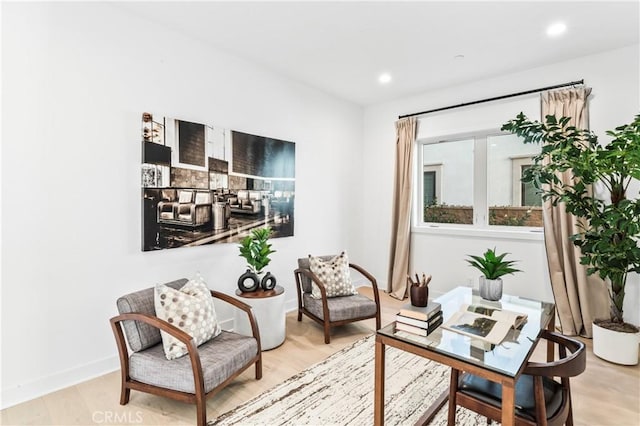 living area featuring hardwood / wood-style floors