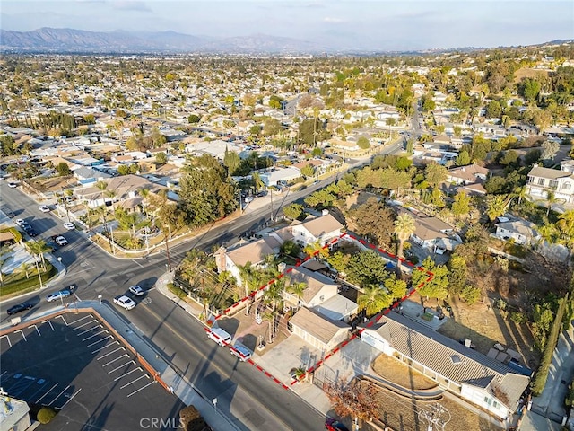 aerial view with a mountain view