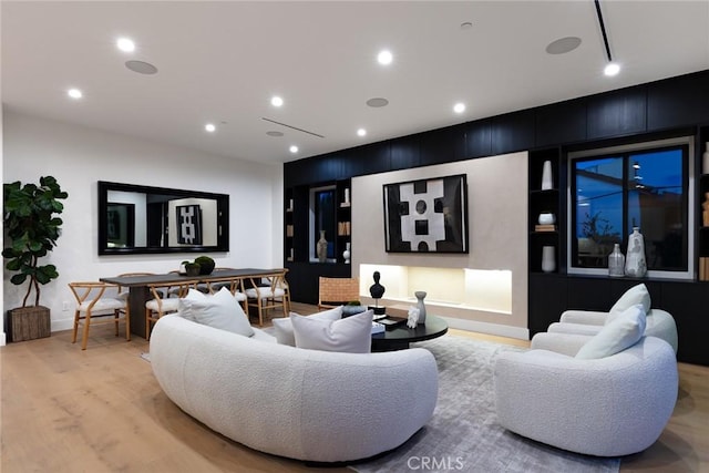 living room with light wood-type flooring