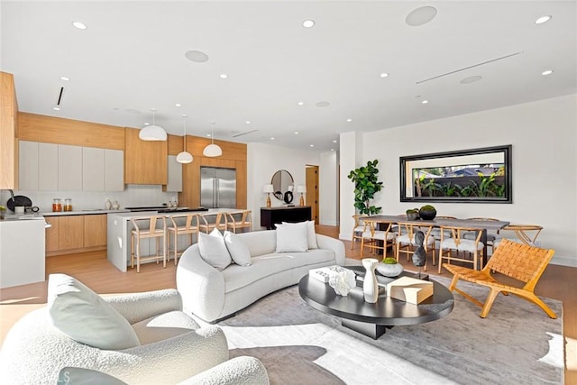 living room with light wood-type flooring