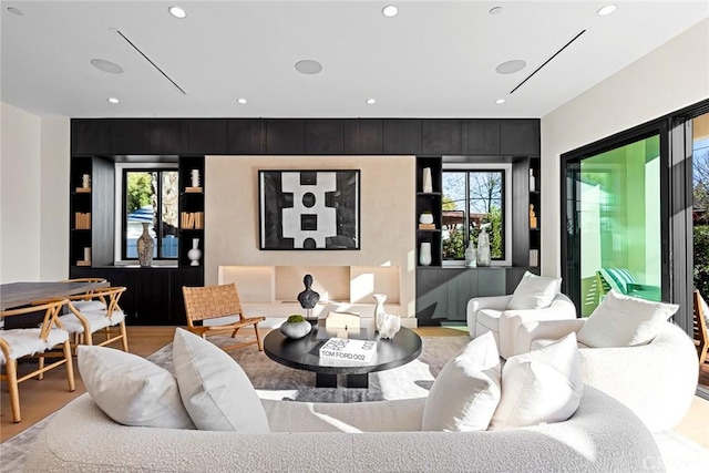 living room featuring light wood-type flooring