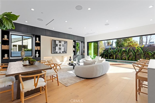 living room with light wood-type flooring