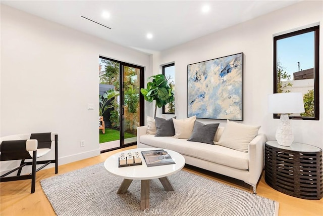 living room featuring light hardwood / wood-style floors