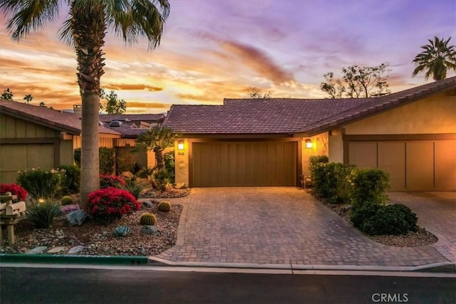 view of front of house with a garage