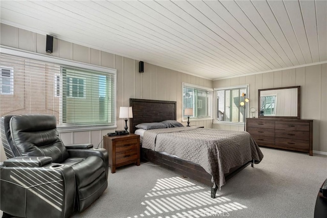 bedroom with carpet and ornamental molding