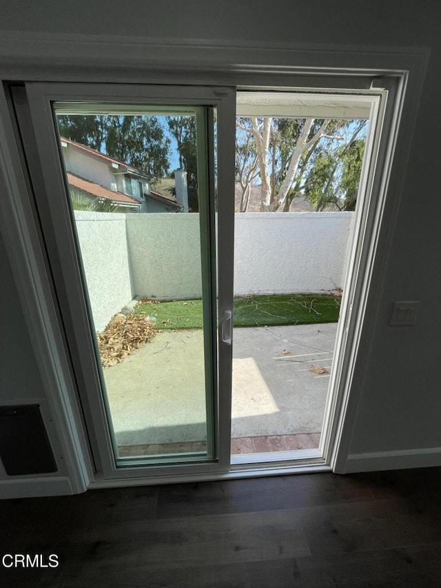 doorway to outside featuring dark hardwood / wood-style flooring