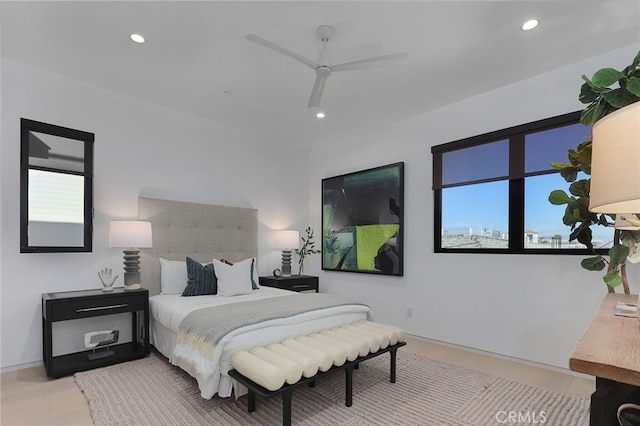 bedroom featuring ceiling fan