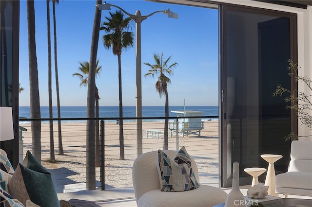 view of water feature with a view of the beach