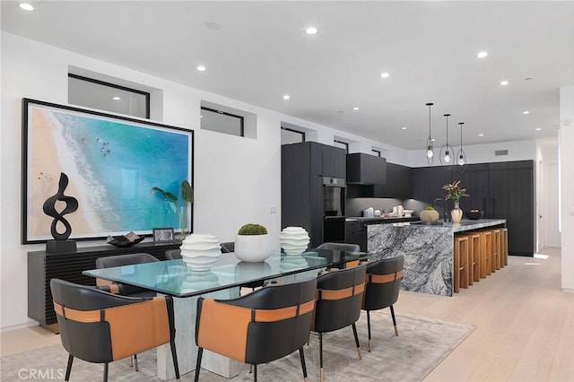 3011 Ocean Front Walk, Venice, CA 90291 - dining space featuring light wood-style flooring and recessed lighting