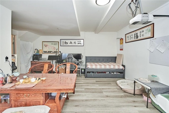 dining space featuring light wood-type flooring