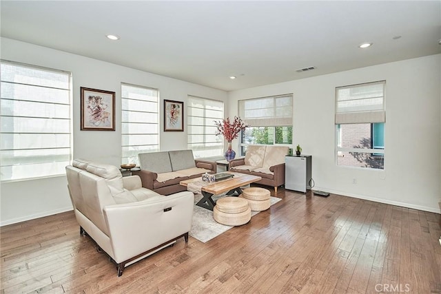 living room featuring light hardwood / wood-style floors