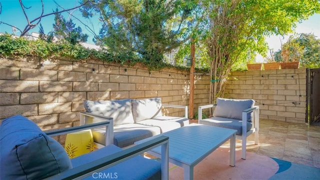 view of patio featuring an outdoor hangout area