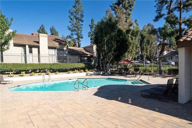 view of pool featuring a patio