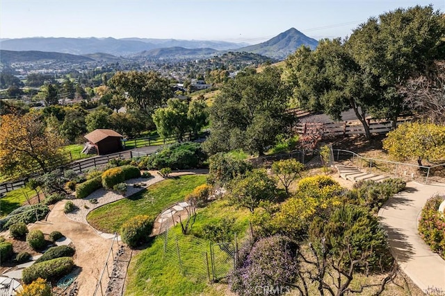 aerial view with a mountain view