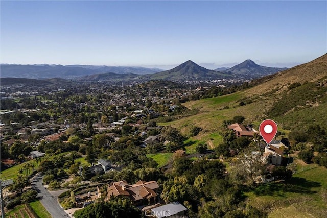 bird's eye view with a mountain view