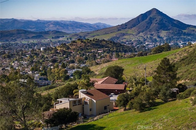 aerial view featuring a mountain view