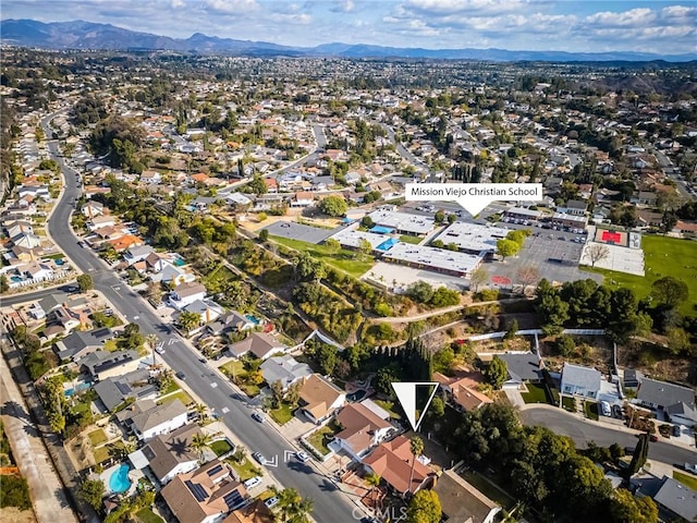 aerial view featuring a mountain view