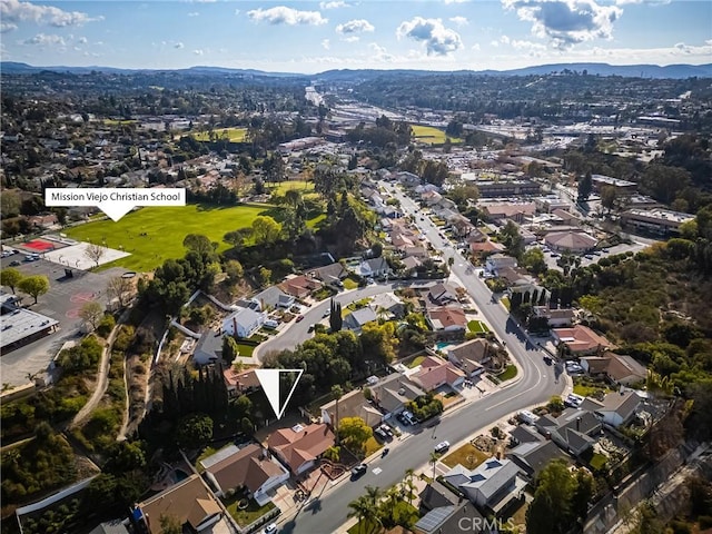 bird's eye view with a mountain view