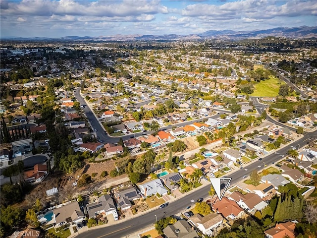 bird's eye view with a mountain view