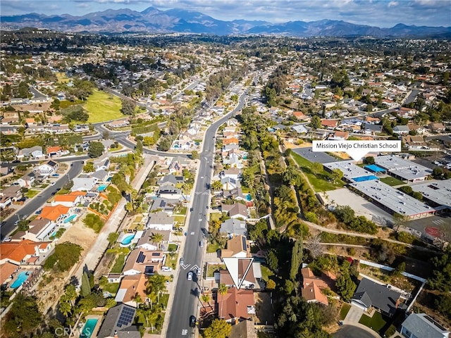 aerial view featuring a mountain view