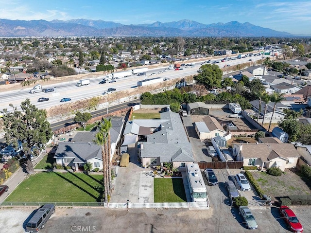 bird's eye view with a mountain view