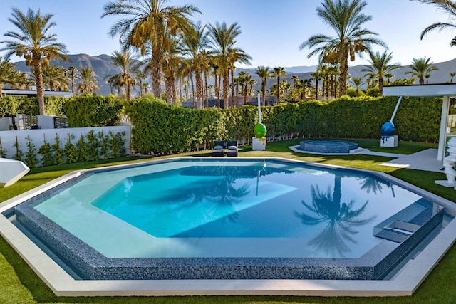 view of pool featuring a mountain view