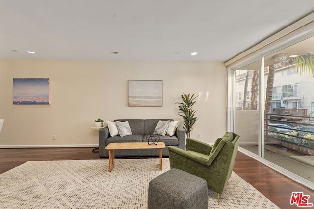 living room with hardwood / wood-style floors