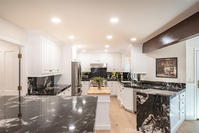 kitchen featuring sink, white cabinetry, and appliances with stainless steel finishes