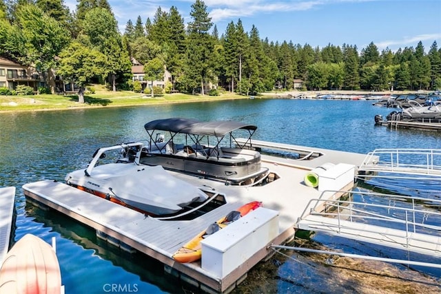 view of dock featuring a water view