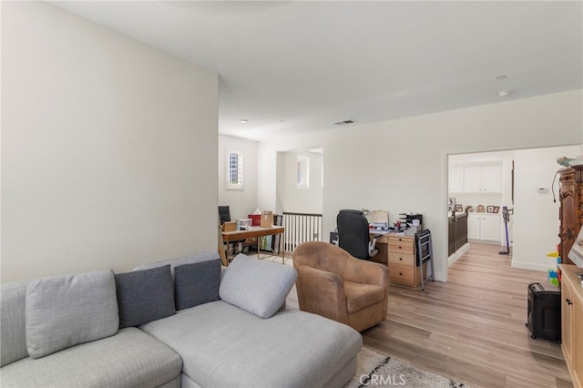 living room featuring light hardwood / wood-style flooring