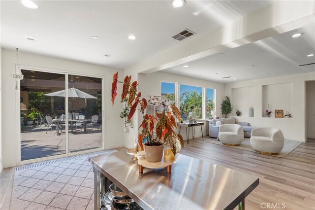 dining space featuring light hardwood / wood-style flooring