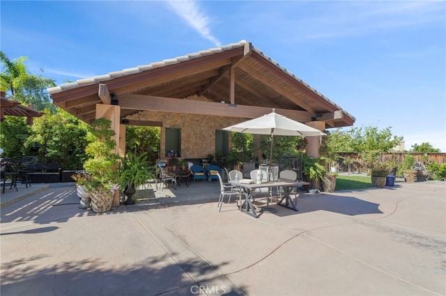 view of patio / terrace with a gazebo