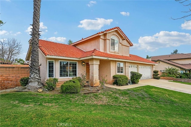 mediterranean / spanish home featuring a front yard